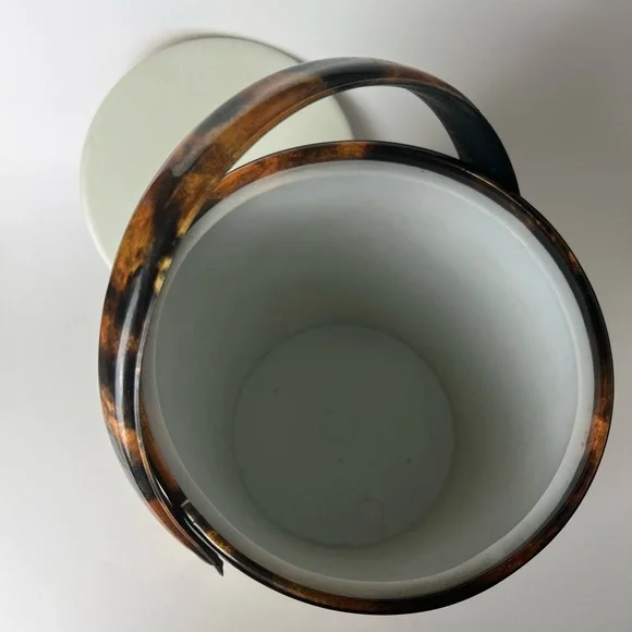MCM Vintage Tortoiseshell Ice Bucket with Handle Mid-Century Modern - Picture 3 of 5